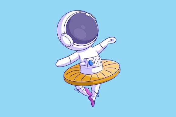 Astronaut Dancing Ballet in Red Shoes: A Unique Design Asset