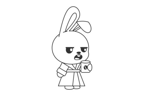 Charming Cute Bunny Drinking Coffee: A Designer's Delight