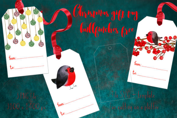 Christmas Gift Tag Bullfinches: A Festive Design Asset