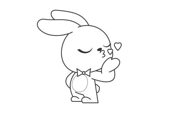 Cute Bunny Giving Love Kiss Line Style: A Design Guide
