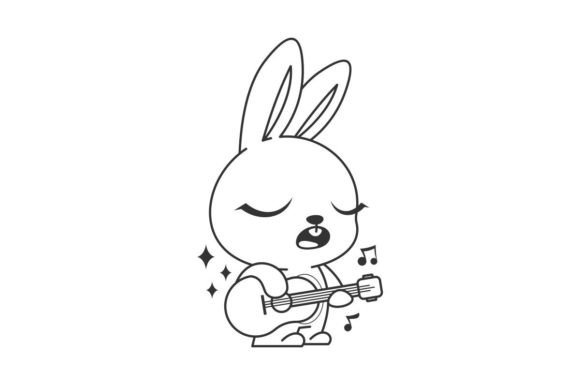 Cute Bunny Singing and Playing Guitar: A Delightful Design Asset