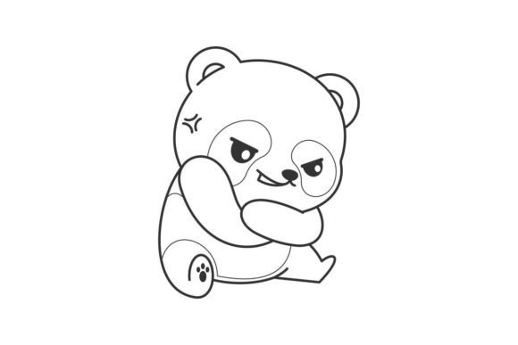 Cute Panda Angry Cartoon Design Line: A Dynamic Graphic Asset