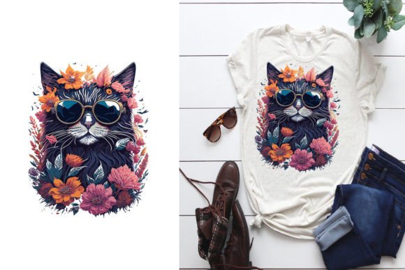 Elegant Cat Sublimation T-Shirt Design: A Creative Asset
