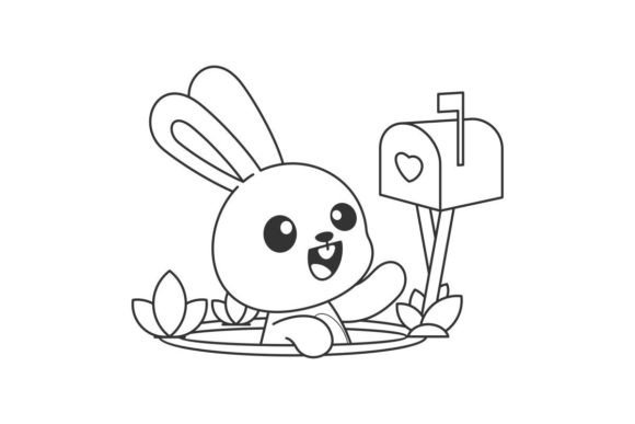 Happy Cute Bunny Getting a Love Letter: A Charming Design Asset