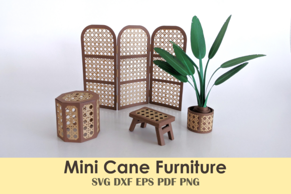 Mini Cane Furniture Set | 3D Papercraft for Designers
